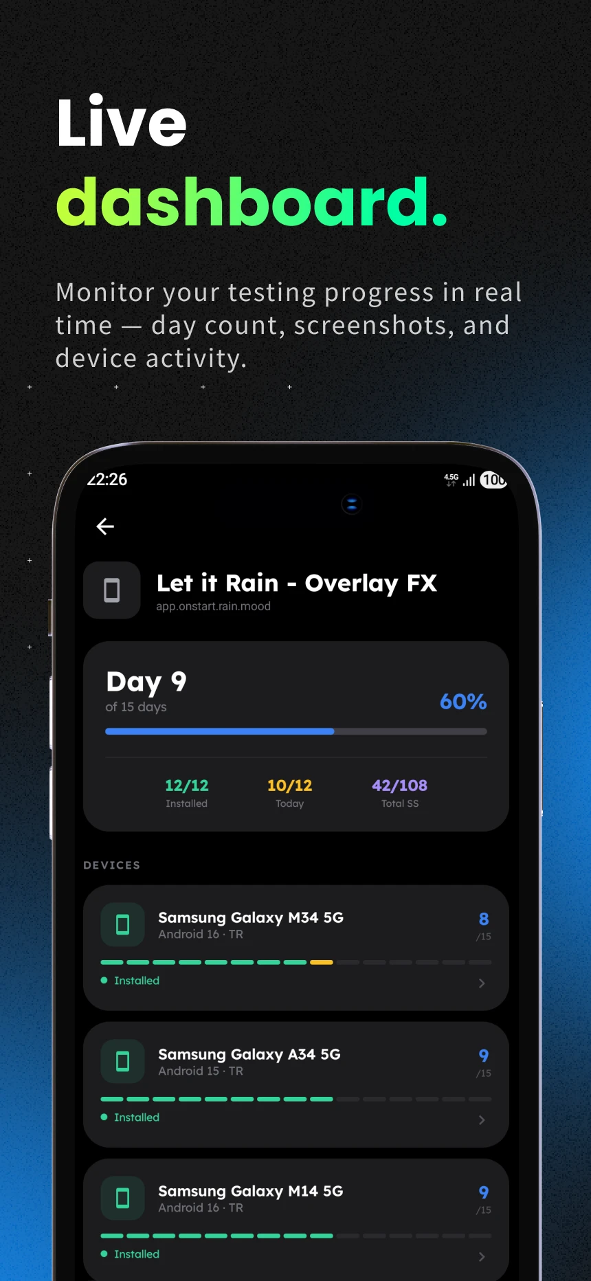 onTest app screen 2